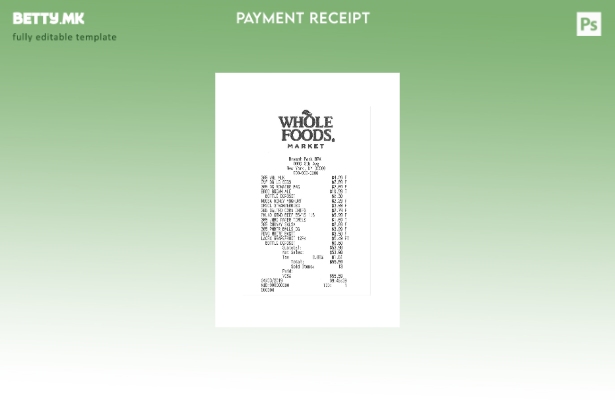 Модерен стил Шаблон за проверка на плаќање Whole Foods